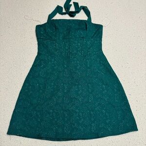 Trixxi Green Halter floral faux corset Sundress for Cocktail wedding events